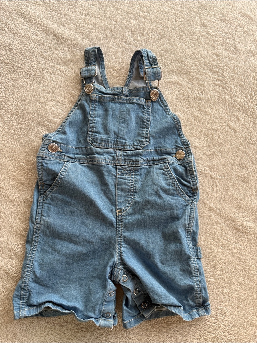 Bonpoint Kids Denim Short Overalls - Blue